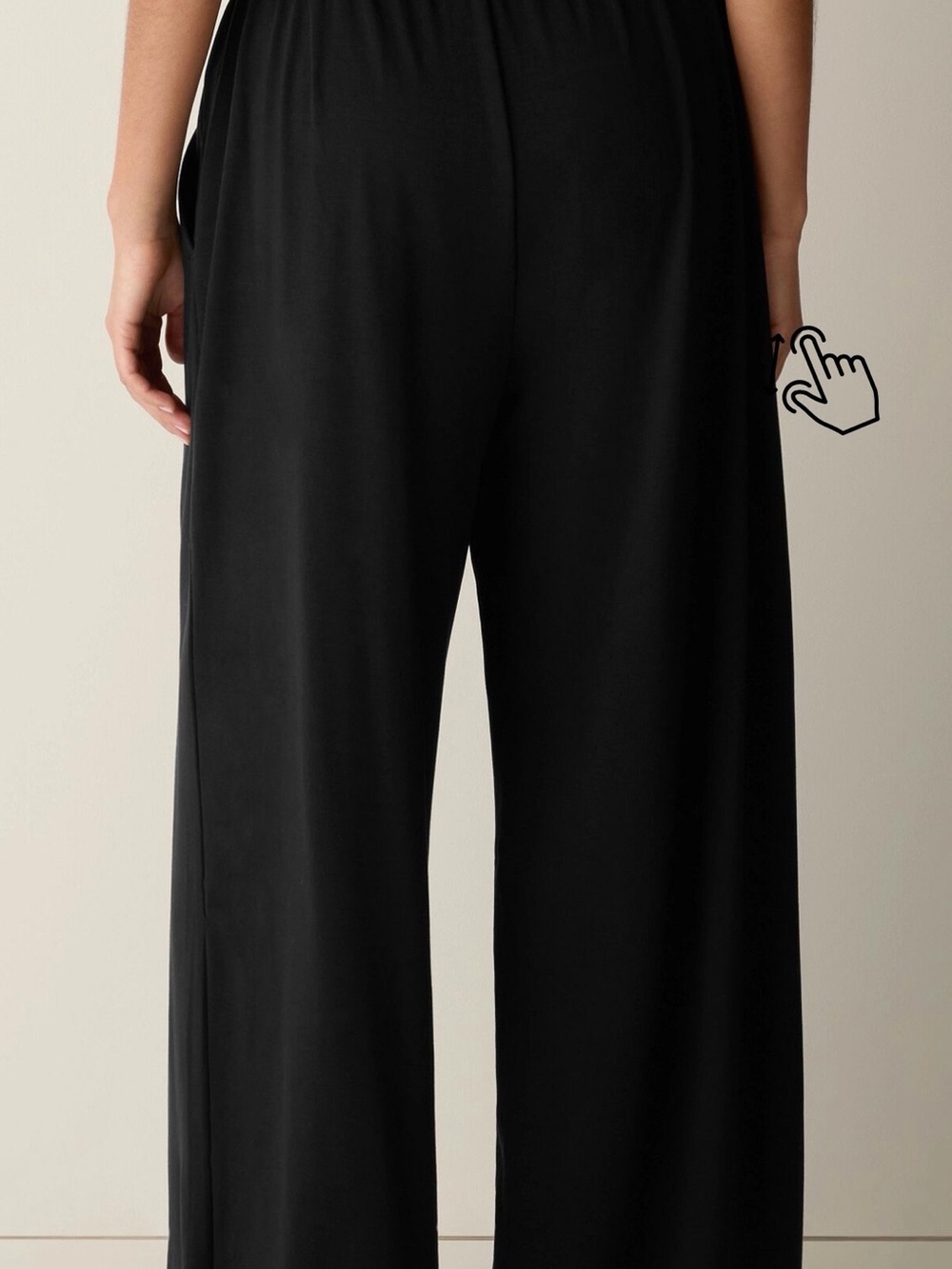 Eileen Fisher 100% Silk Classic Black Stretch Jersey Wide Leg / Palazzo Pants - Picture 4 of 12